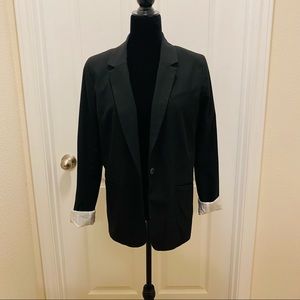 Black Blazer with White Roll up Sleeves